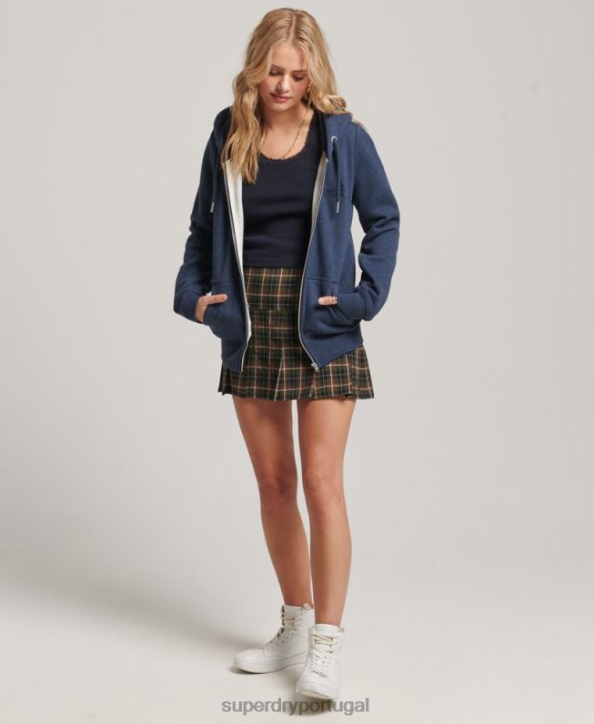 moletom com zíper bordado logo vintage mulheres marinha roupas Superdry 2208H3324