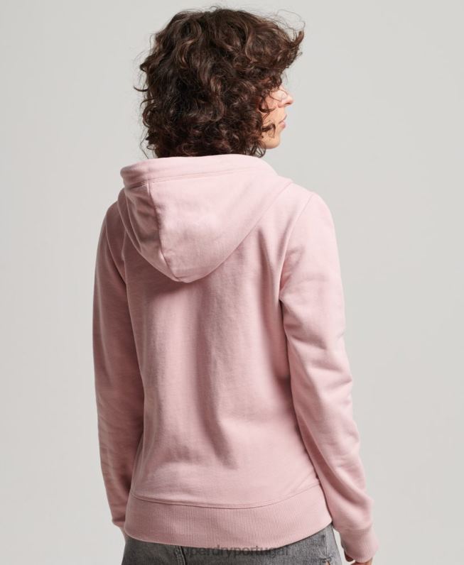 moletom com zíper bordado logo vintage mulheres rosa roupas Superdry 2208H2300