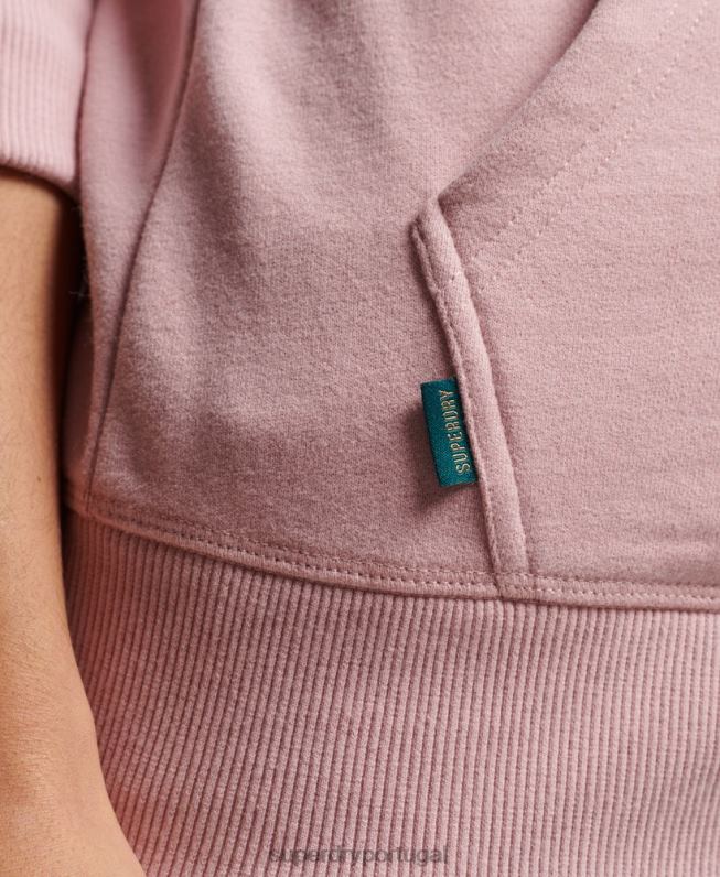 moletom com zíper bordado logo vintage mulheres rosa roupas Superdry 2208H2300