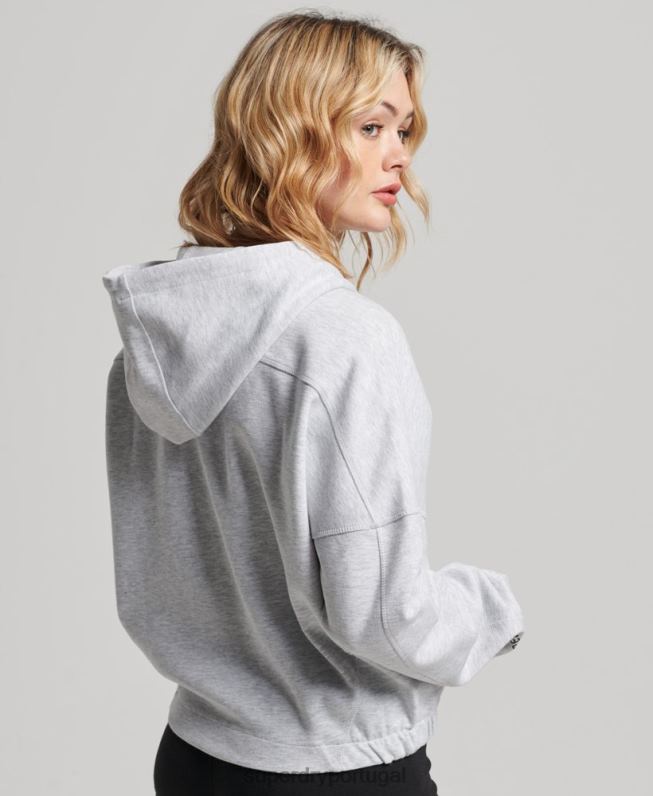 moletom com zíper code tech mulheres cinza roupas Superdry 2208H5847