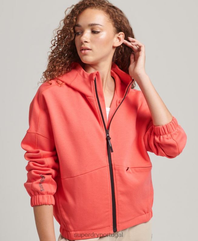 moletom com zíper code tech mulheres coral roupas Superdry 2208H5888