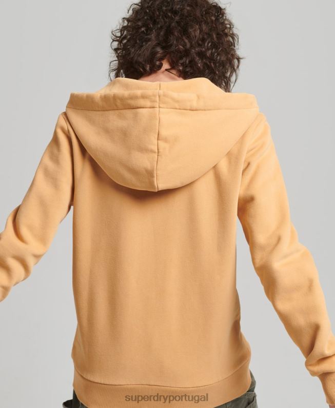 moletom com zíper da faculdade script mulheres amarelo roupas Superdry 2208H3498
