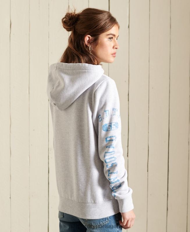 moletom com zíper de atletismo mulheres cinza claro roupas Superdry 2208H6085