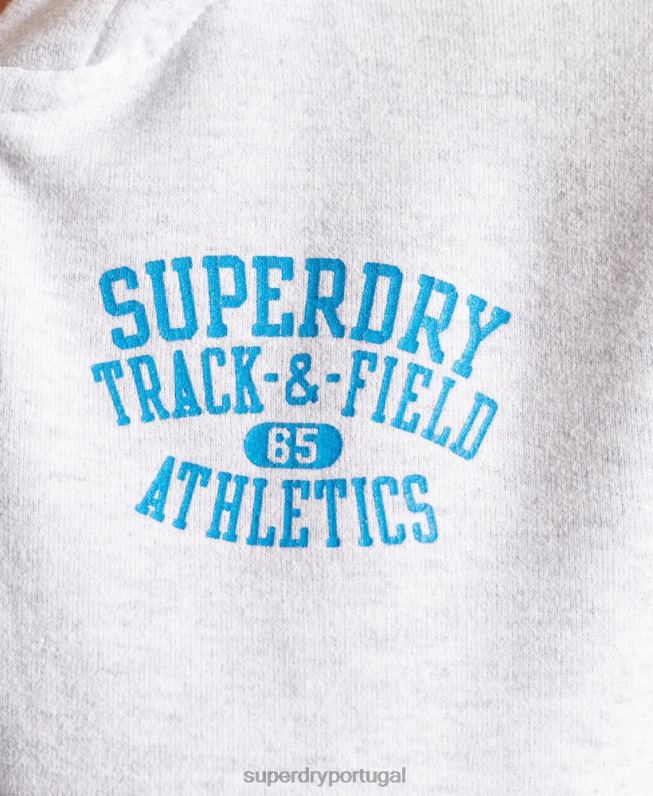 moletom com zíper de atletismo mulheres cinza claro roupas Superdry 2208H6085