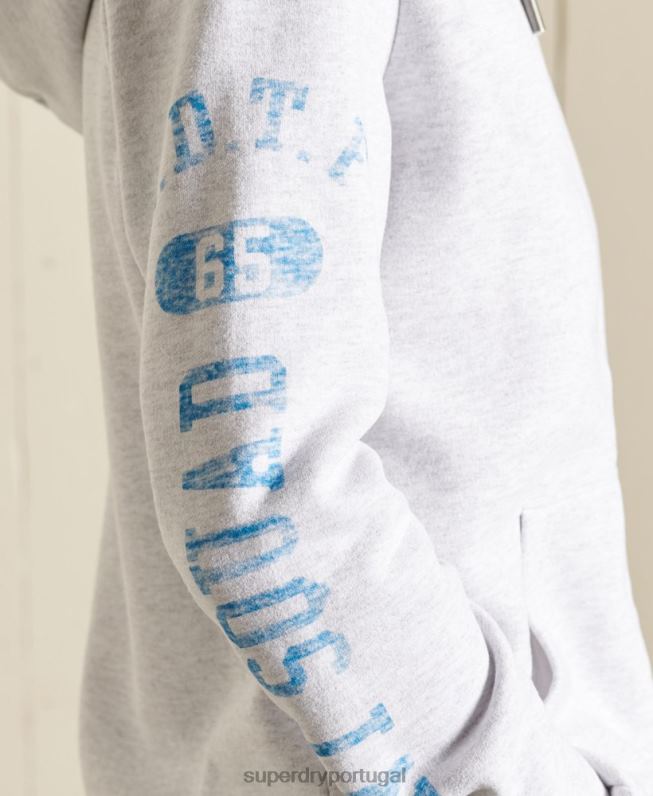 moletom com zíper de atletismo mulheres cinza claro roupas Superdry 2208H6085