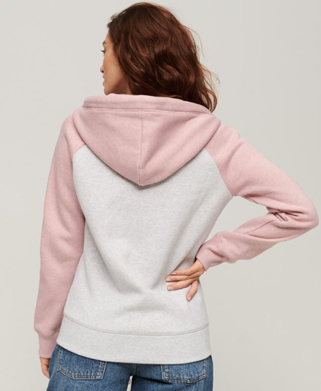 moletom com zíper de beisebol bordado com logo vintage mulheres cinza roupas Superdry 2208H3283