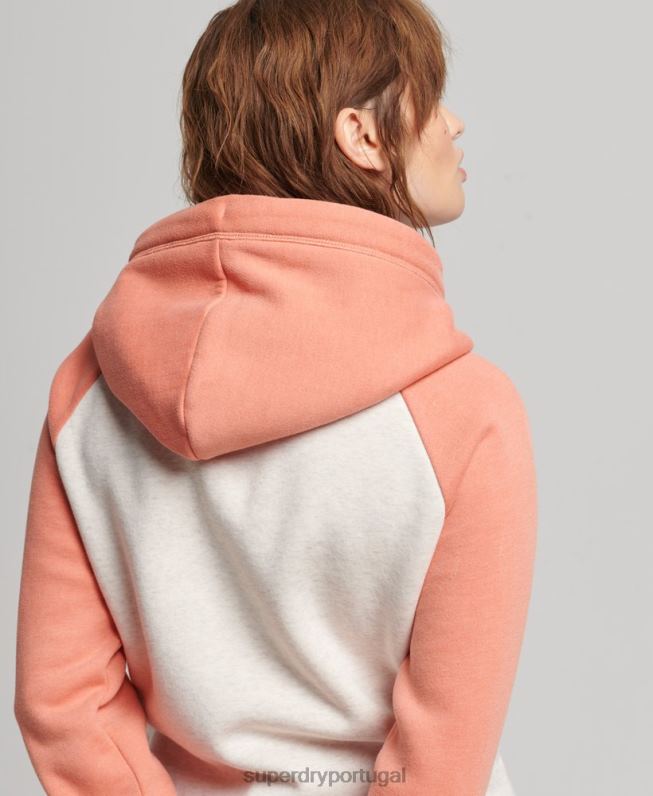 moletom com zíper de beisebol bordado com logo vintage mulheres coral roupas Superdry 2208H3339