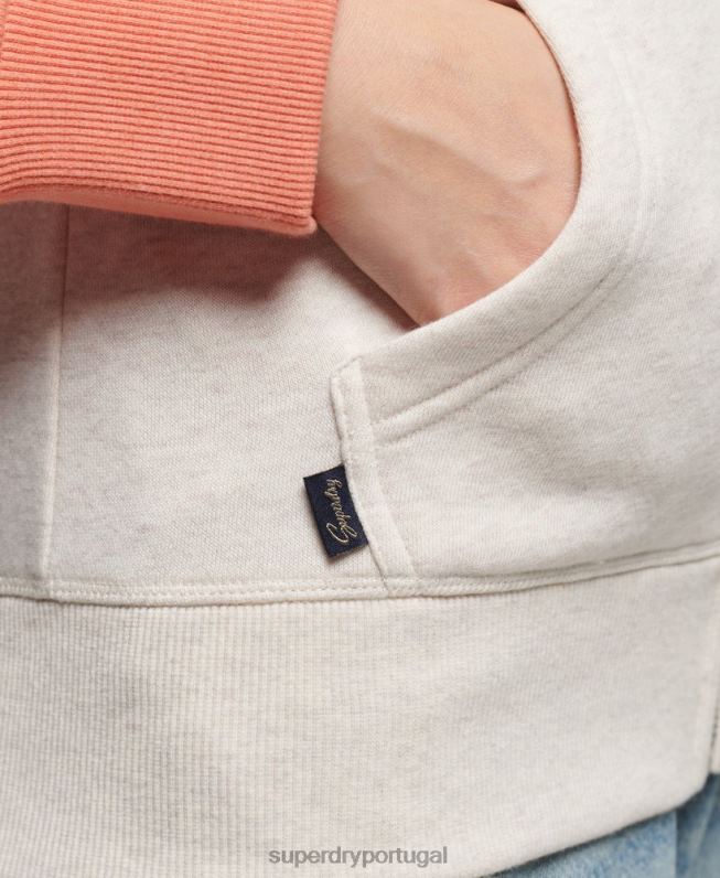 moletom com zíper de beisebol bordado com logo vintage mulheres coral roupas Superdry 2208H3339