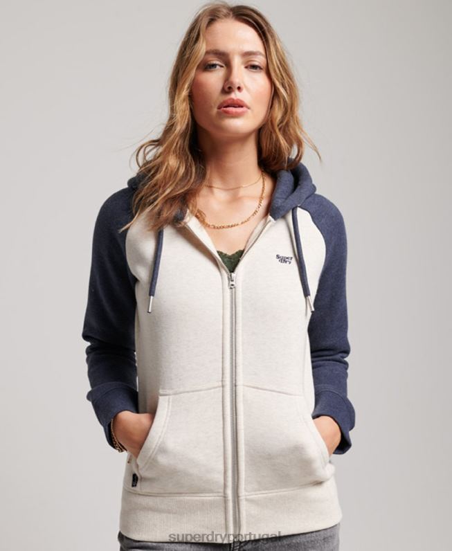 moletom com zíper de beisebol bordado com logo vintage mulheres marinha roupas Superdry 2208H3272
