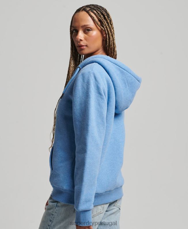 moletom com zíper forrado essencial borg mulheres azul roupas Superdry 2208H5750