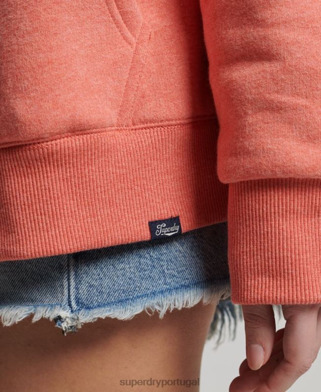 moletom com zíper forrado essencial borg mulheres coral roupas Superdry 2208H5767