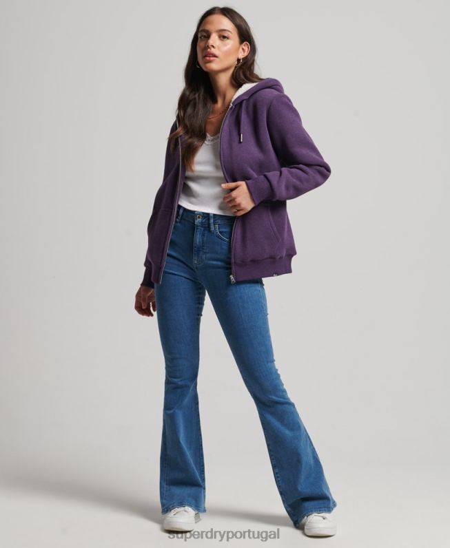 moletom com zíper forrado essencial borg mulheres roxo roupas Superdry 2208H5818