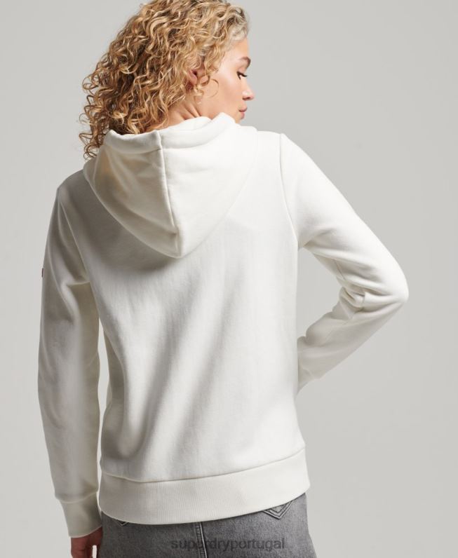 moletom com zíper neon com logo vintage mulheres creme roupas Superdry 2208H2252