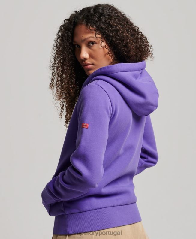 moletom com zíper neon com logo vintage mulheres roxo roupas Superdry 2208H2287