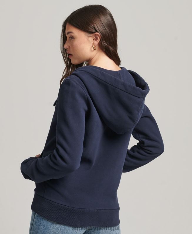 moletom com zíper vintage com logo arco-íris mulheres marinha roupas Superdry 2208H6155