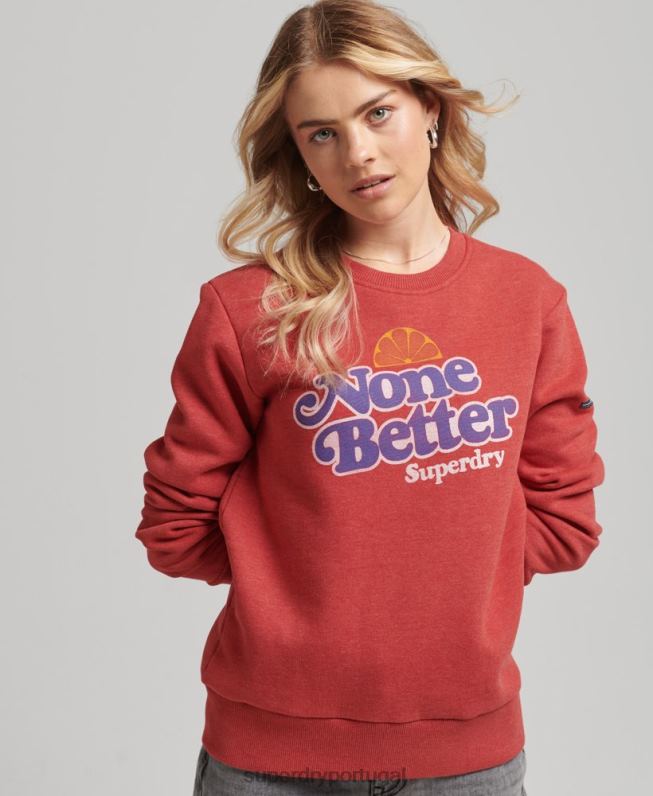 moletom cooper nostalgia crew mulheres vermelho roupas Superdry 2208H6072