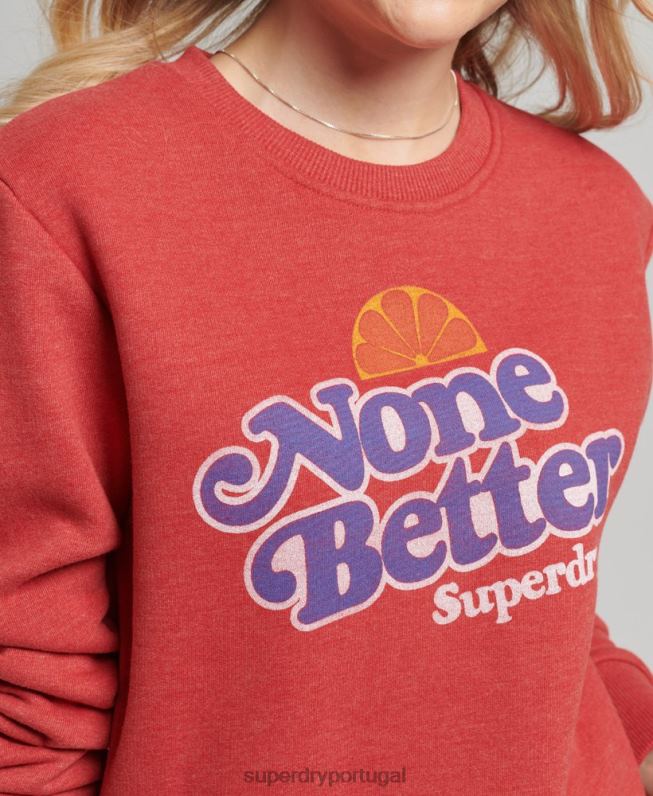 moletom cooper nostalgia crew mulheres vermelho roupas Superdry 2208H6072