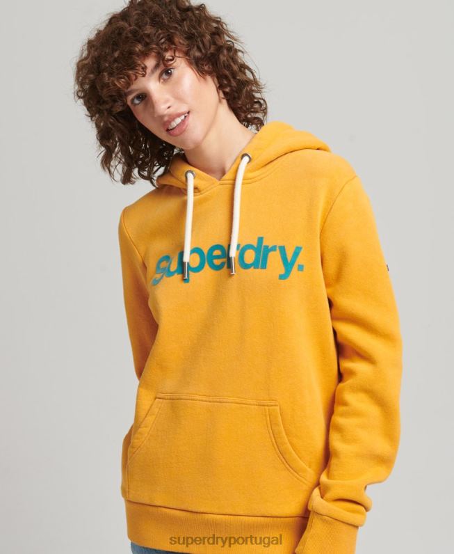 moletom core logo anos 80 mulheres ouro roupas Superdry 2208H5939
