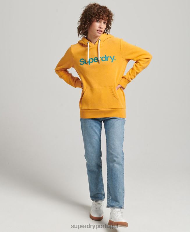 moletom core logo anos 80 mulheres ouro roupas Superdry 2208H5939