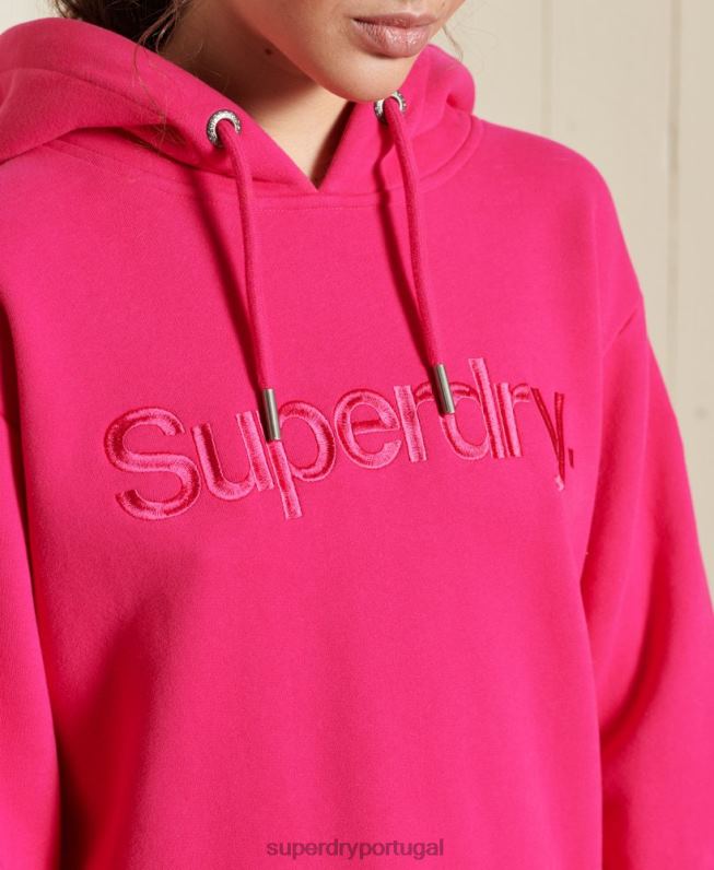 moletom core logo source mulheres rosa roupas Superdry 2208H5994