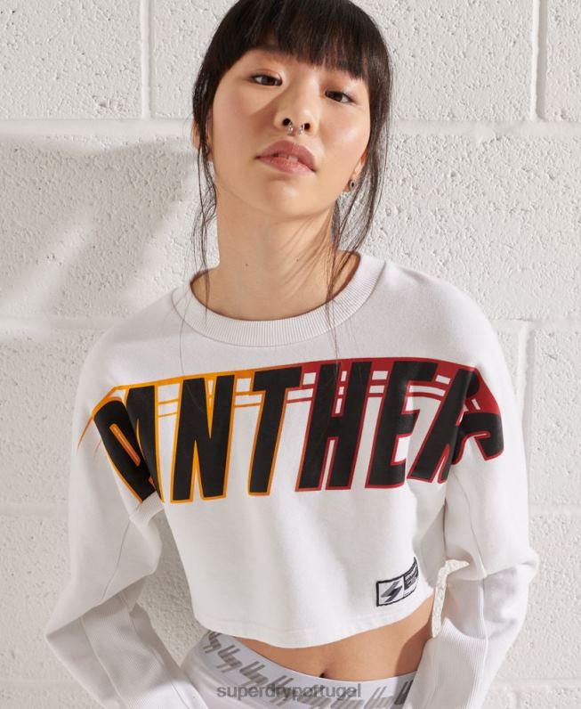 moletom cropped batwing crew da franquia mulheres branco roupas Superdry 2208H3488