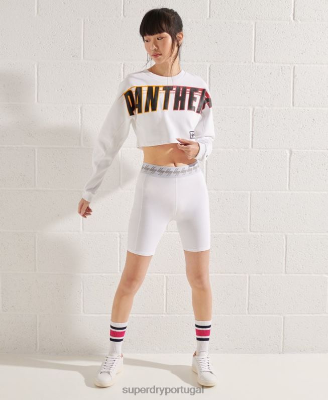 moletom cropped batwing crew da franquia mulheres branco roupas Superdry 2208H3488