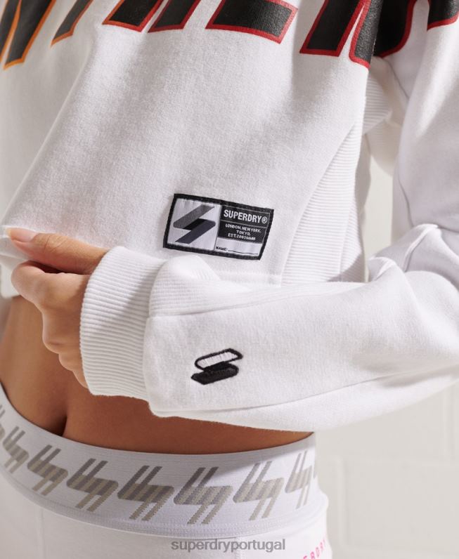 moletom cropped batwing crew da franquia mulheres branco roupas Superdry 2208H3488