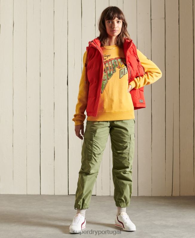 moletom da equipe Heritage Mountain mulheres ouro roupas Superdry 2208H3463