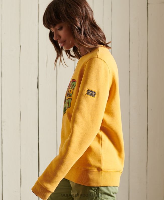 moletom da equipe Heritage Mountain mulheres ouro roupas Superdry 2208H3463