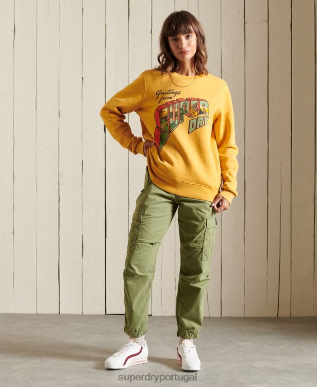 moletom da equipe Heritage Mountain mulheres ouro roupas Superdry 2208H3463