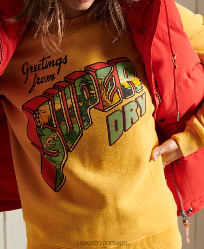 moletom da equipe Heritage Mountain mulheres ouro roupas Superdry 2208H3463