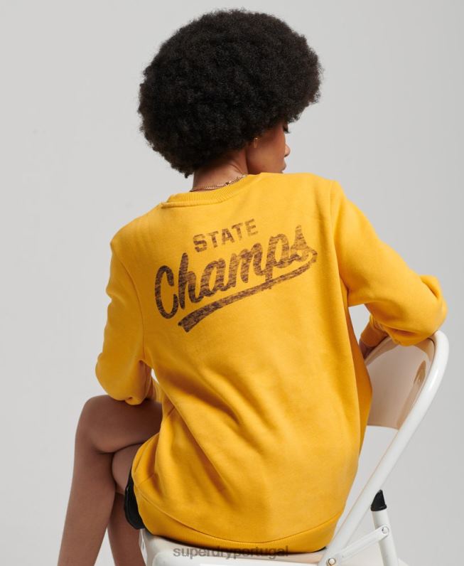 moletom da equipe de atletismo mulheres amarelo roupas Superdry 2208H5841