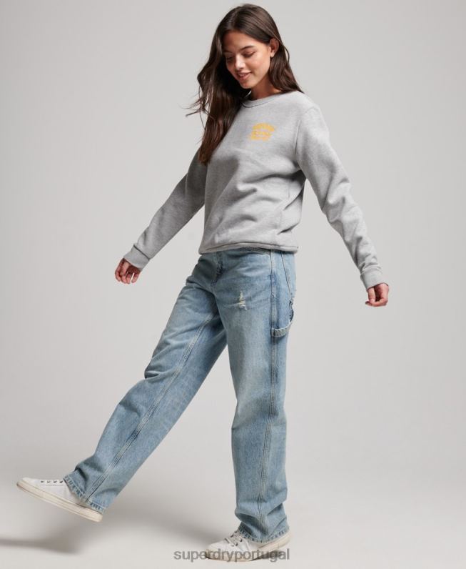 moletom da equipe de atletismo mulheres cinza roupas Superdry 2208H3457