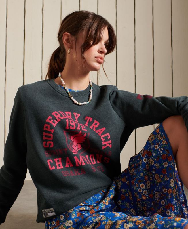 moletom da equipe de atletismo mulheres verde roupas Superdry 2208H6107