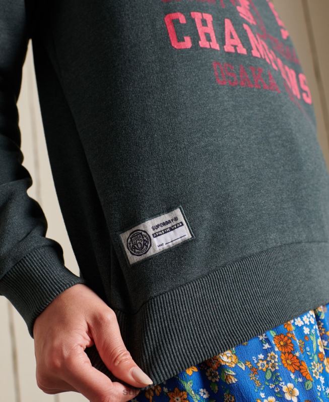 moletom da equipe de atletismo mulheres verde roupas Superdry 2208H6107