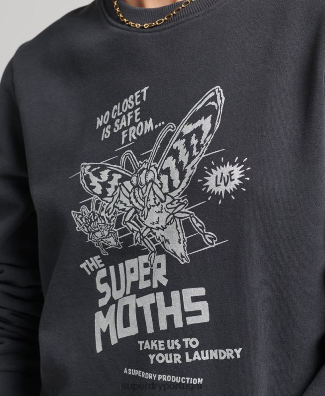 moletom da equipe do filme b mulheres cinza escuro roupas Superdry 2208H5829