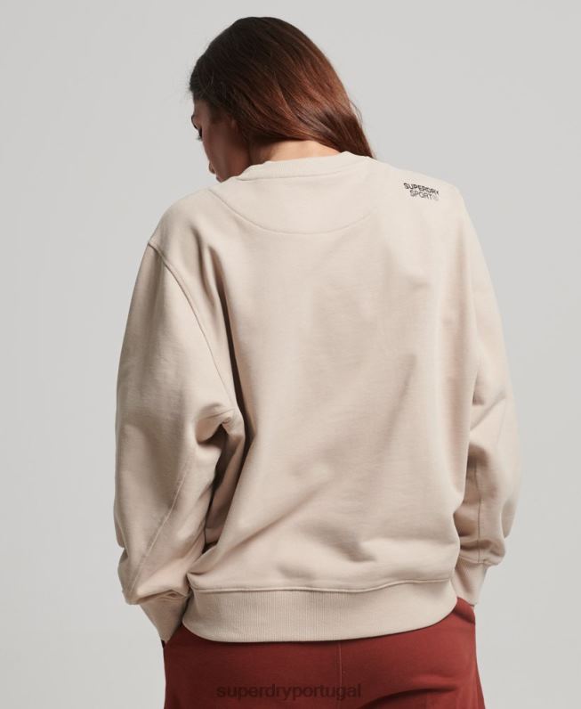 moletom da equipe principal mulheres bege roupas Superdry 2208H3309