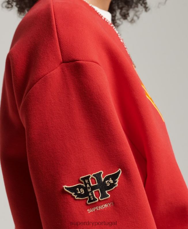 moletom da tripulação colegial vintage mulheres vermelho roupas Superdry 2208H5810