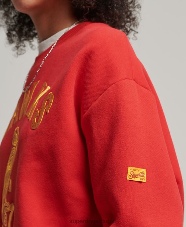 moletom da tripulação colegial vintage mulheres vermelho roupas Superdry 2208H5810