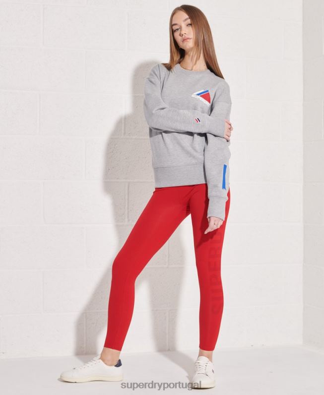 moletom da tripulação do esporte de montanha mulheres cinza roupas Superdry 2208H6148