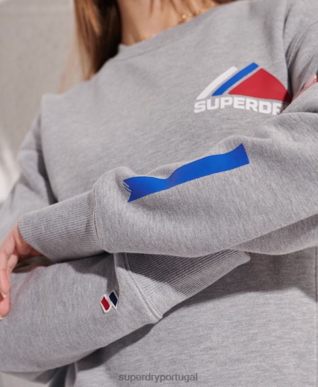 moletom da tripulação do esporte de montanha mulheres cinza roupas Superdry 2208H6148
