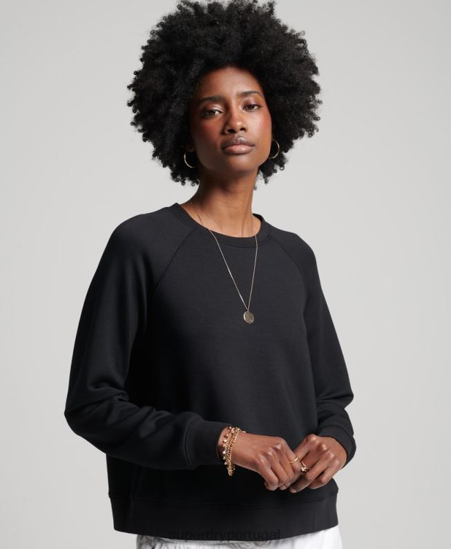 moletom da tripulação modal mulheres preto roupas Superdry 2208H5788