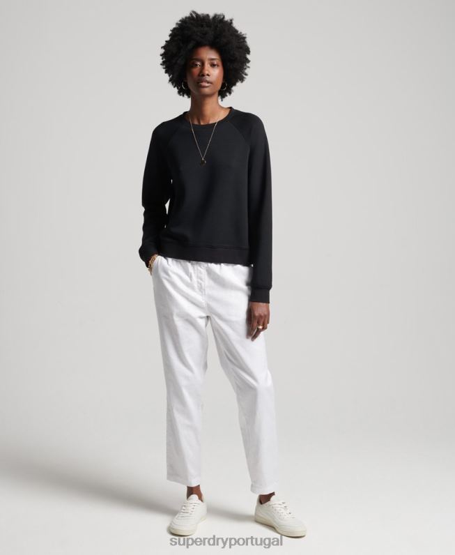 moletom da tripulação modal mulheres preto roupas Superdry 2208H5788