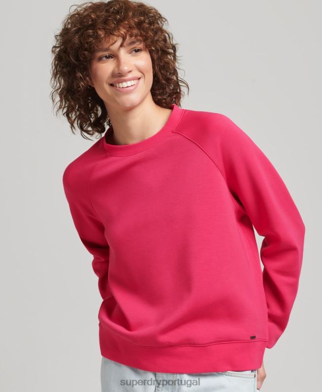 moletom da tripulação modal mulheres rosa roupas Superdry 2208H5947