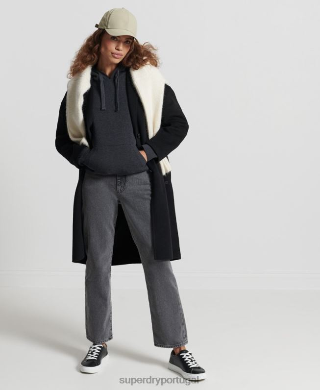 moletom de algodão orgânico essencial de algodão orgânico mulheres preto roupas Superdry 2208H6686