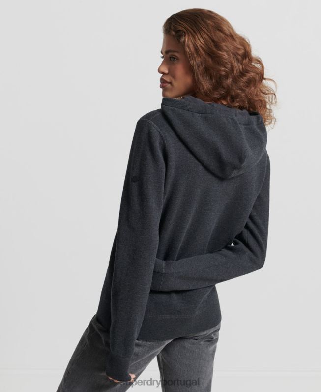 moletom de algodão orgânico essencial de algodão orgânico mulheres preto roupas Superdry 2208H6686