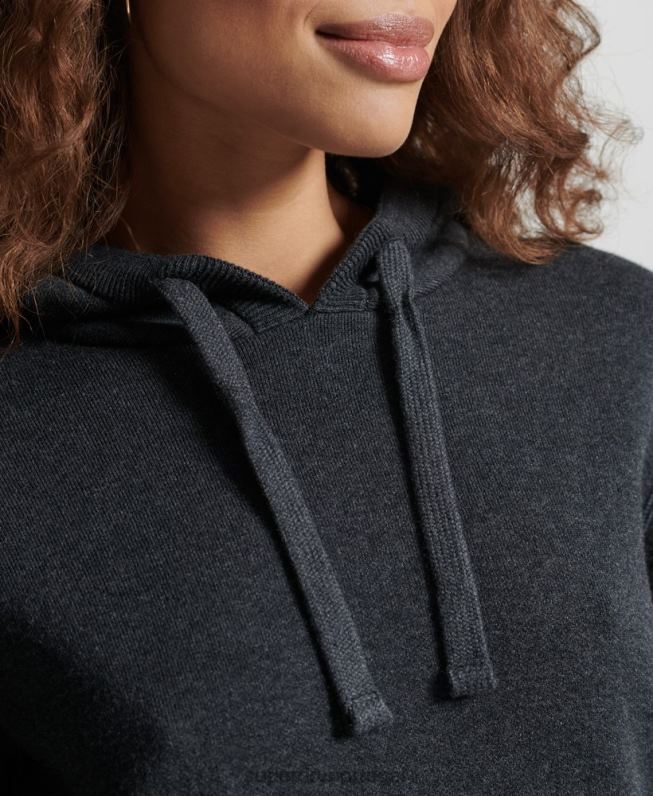 moletom de algodão orgânico essencial de algodão orgânico mulheres preto roupas Superdry 2208H6686