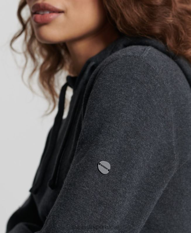 moletom de algodão orgânico essencial de algodão orgânico mulheres preto roupas Superdry 2208H6686