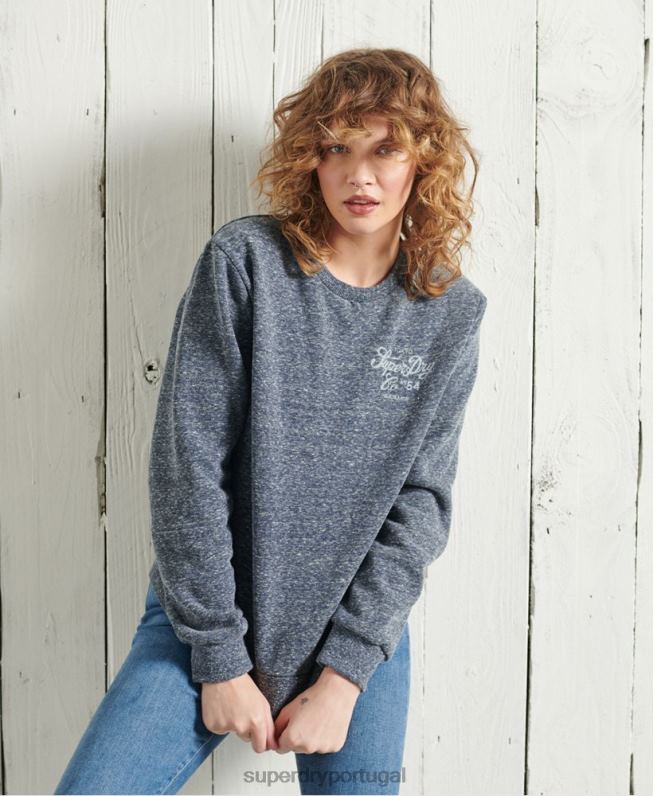 moletom de equipe de trabalho trabalhado mulheres marinha roupas Superdry 2208H6122