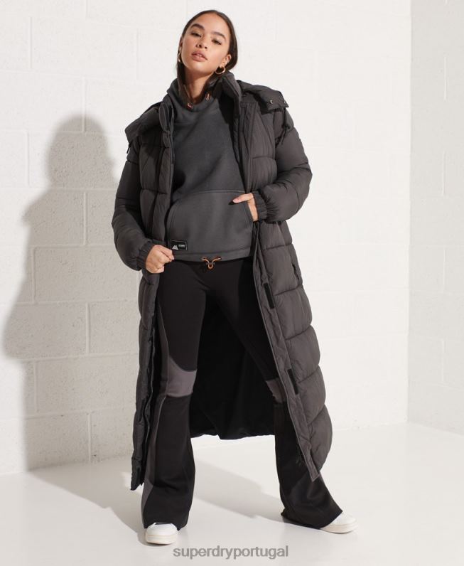 moletom de lã de montanha mulheres cinza escuro roupas Superdry 2208H3441